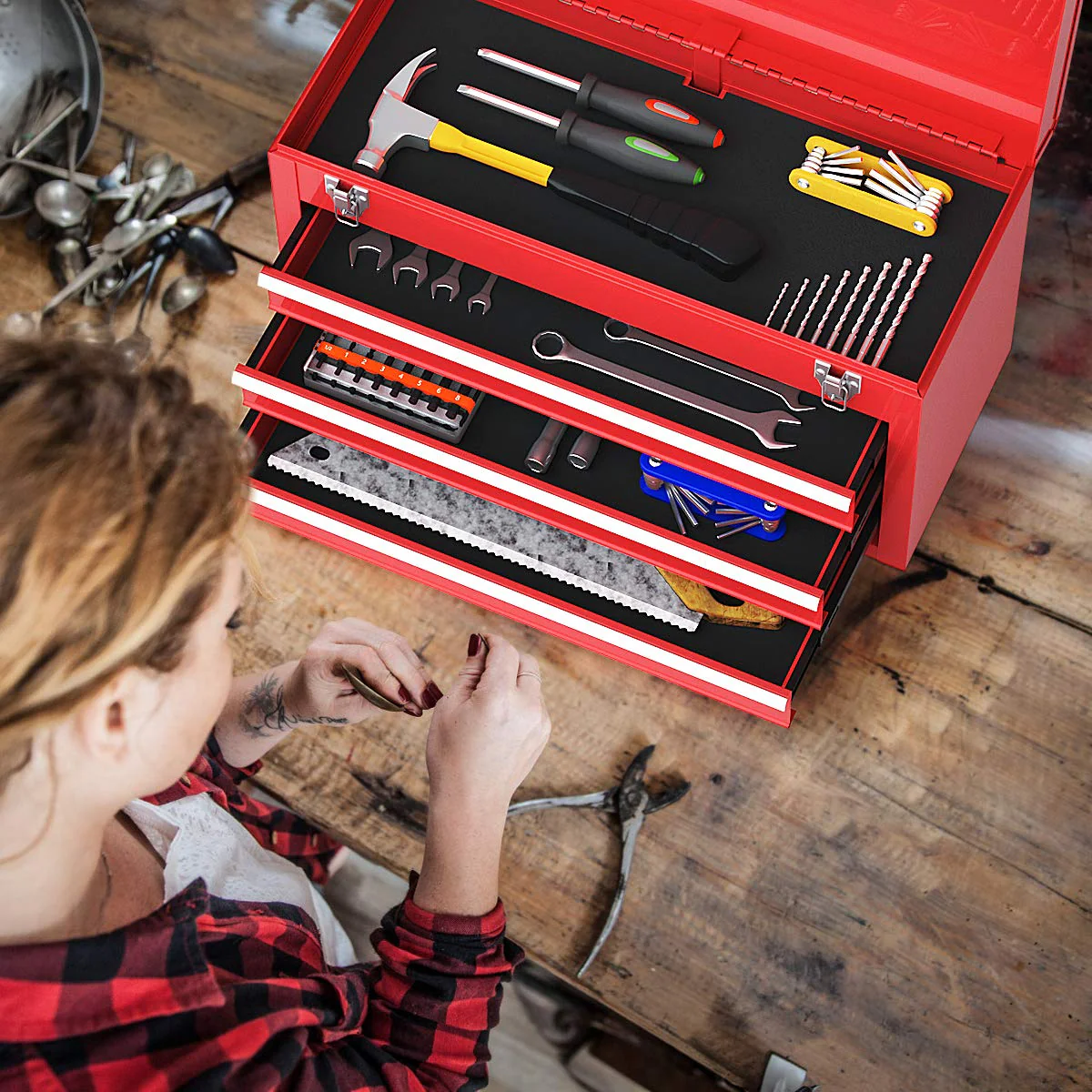 Tool Chest 20-Inch Portable Tool Box Steel Cabinet - Image 3