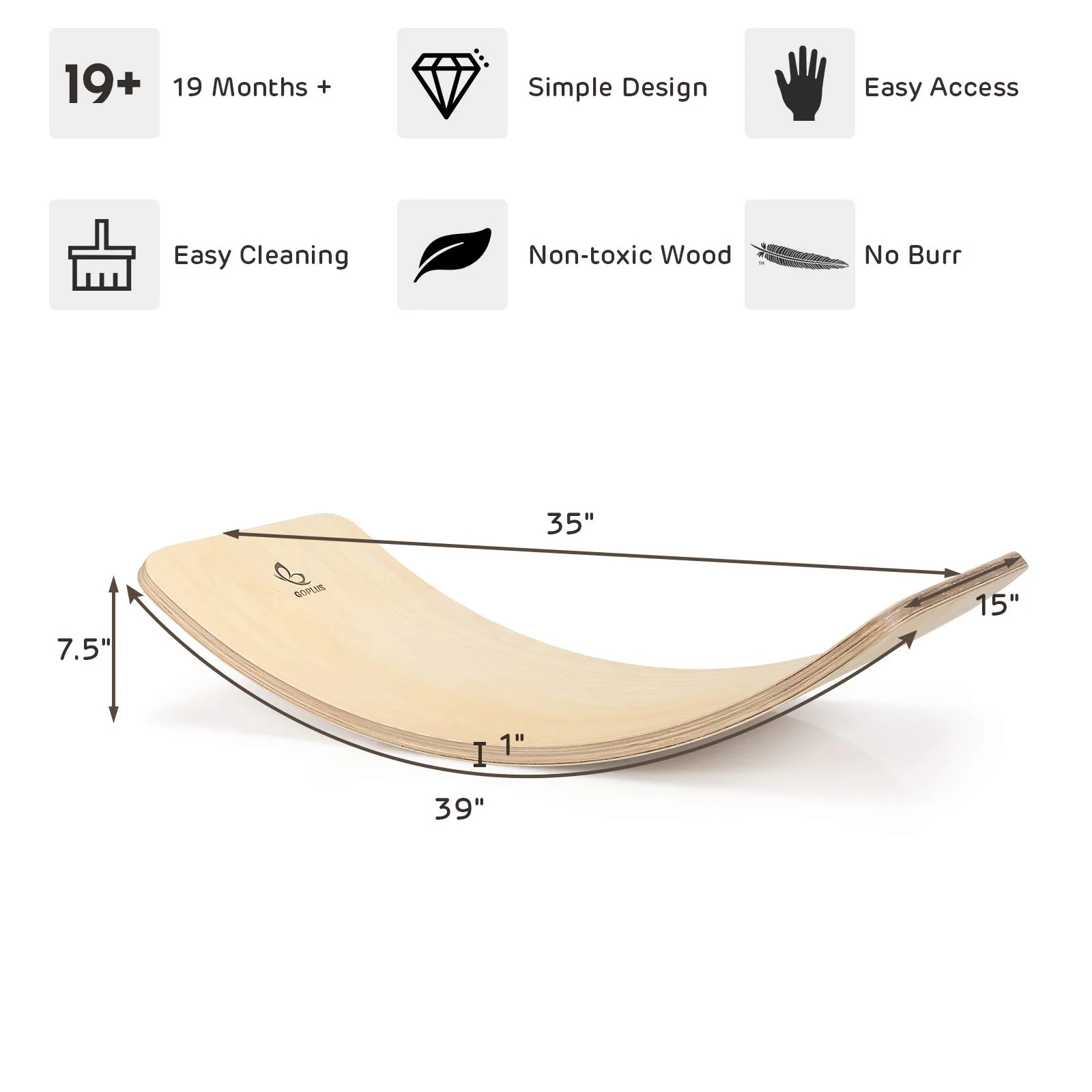 Wooden Balance Board Curvy Wobble Board - Image 11