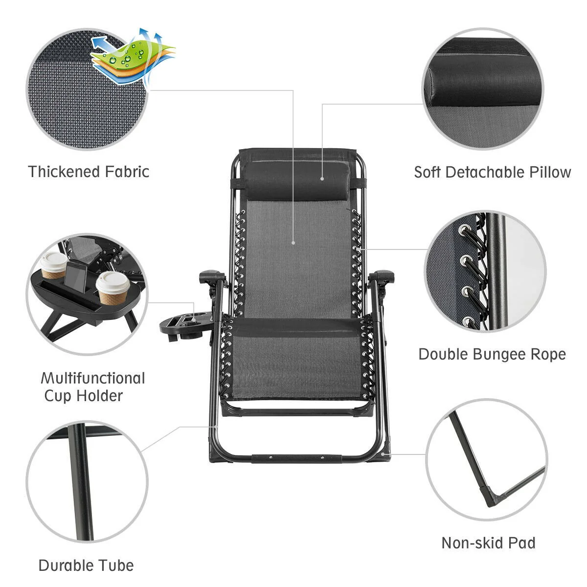 Zero Gravity Chair, 500-lb Capacity Oversized Recliner with Cup Holder - Image 11